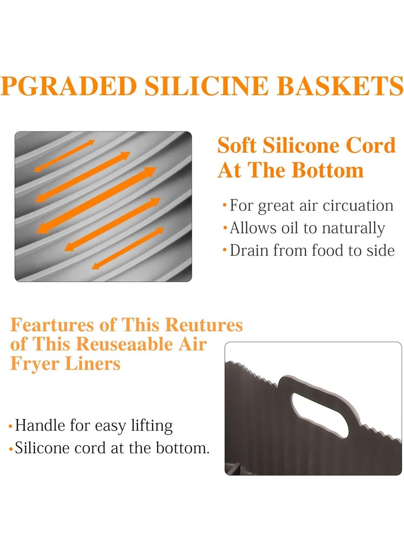 Bluejw Square Silicone Air Fryer Liners , Compatible with Ninja AF141 181, 8.5 Inch Air Fryer Liners for COSORI 5-6.5 QT, Reusable Silicone Basket, Air Fryer Accessories - Image 3